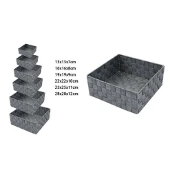 6PZ SCATOLA IN TESSUTO CONTENITORI ORGANIZER BAGNO ARMADIO CASSETTI GRIGIO 79151