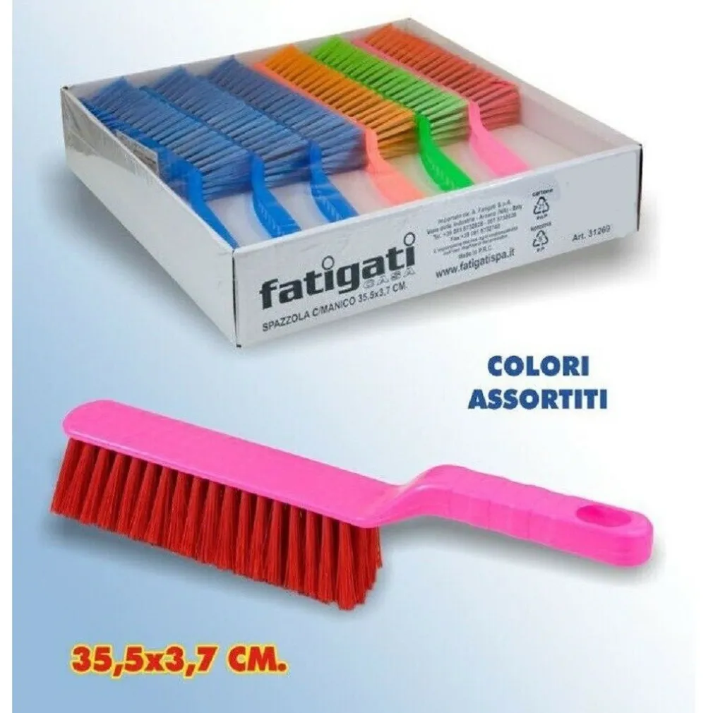 2PZ SPAZZOLA CON MANICO IN PLASTICA PULIZIA DELLA CASA MOBILI POLVERE 35,5X3.7CM