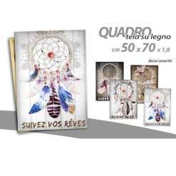 QUADRO DECORATIVO TELA SU LEGNO DECORO INDIAN 50X70X1,8CM DECORI ASSORTITI 743474