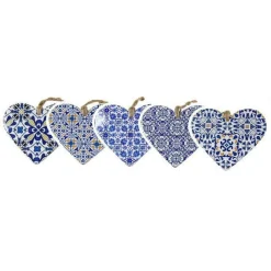 QUADRO QUADRETTO CUORE DECORATIVO 16X19CM CERAMICA MEDITTERANEO 6 DECORI 730726