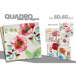 QUADRO QUADRETTO DECORATIVO 60X60X2,5CM TELA SU LEGNO DELUXE DECORI ASS. 723643