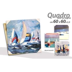 QUADRO QUADRETTO DECORATIVO 60X60X2,5 CM TELA SU LEGNO DELUXE DECORI ASS. 806827