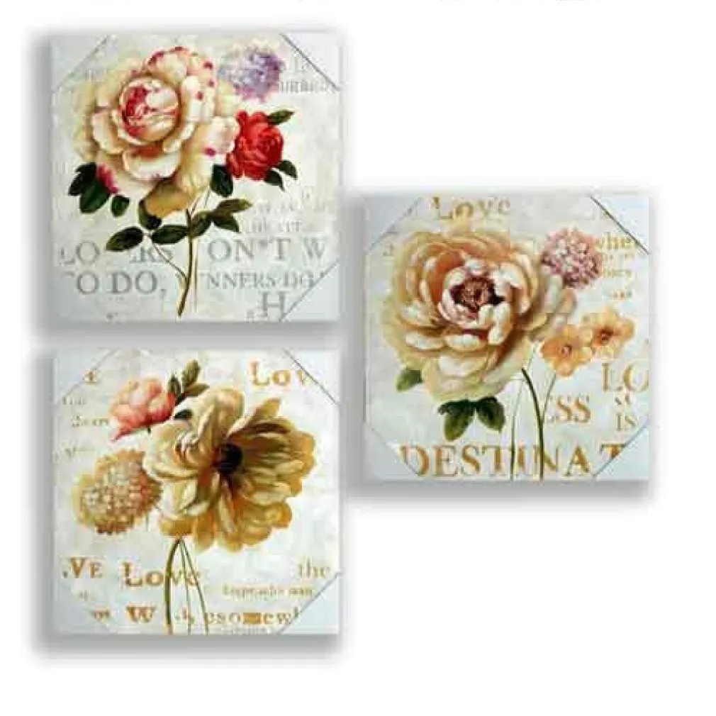 QUADRO QUADRETTO FIORI 40X40X1.8CM TELA SU LEGNO DELUXE DECORI ASSORTITI 676819