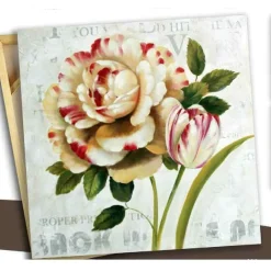 QUADRO QUADRETTO FIORI 40X40X1.8CM TELA SU LEGNO DELUXE DECORI ASSORTITI 676819