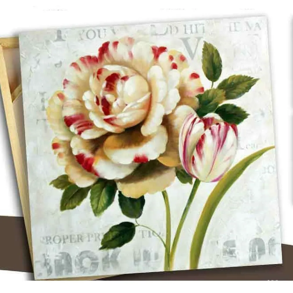 QUADRO QUADRETTO FIORI 40X40X1.8CM TELA SU LEGNO DELUXE DECORI ASSORTITI 676819