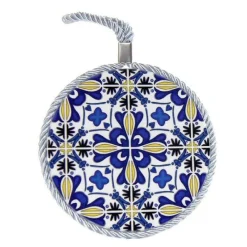 QUADRO QUADRETTO PIASTRELLA ORNAMENTALE IN CERAMICA TONDO 11CM DECORI ASS 730672