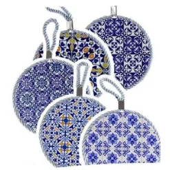 QUADRO QUADRETTO PIASTRELLA ORNAMENTALE IN CERAMICA TONDO 11CM DECORI ASS 730672