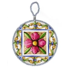 QUADRO QUADRETTO PIASTRELLA IN CERAMICA PORCELLANA TONDO 16 CM 6 DECORI 828928