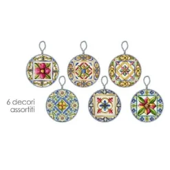QUADRO QUADRETTO PIASTRELLA IN CERAMICA PORCELLANA TONDO 16 CM 6 DECORI 828928