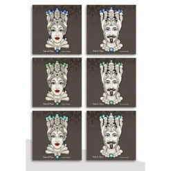 QUADRO QUADRETTO TESTA DI MORO TELA SU LEGNO 45X45X1,8CM VARI DECORI MORO 820076