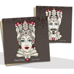 QUADRO QUADRETTO TESTA DI MORO TELA SU LEGNO 45X45X1,8CM VARI DECORI MORO 820076