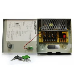 RACK BOX ALIMENTATORE STABILIZZATO 4 USCITE CANALI CENTRALINA TELECAMERA DC CCTV