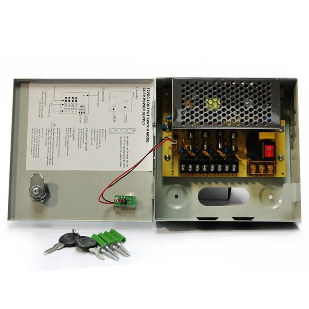 RACK BOX ALIMENTATORE STABILIZZATO 4 USCITE CANALI CENTRALINA TELECAMERA DC CCTV