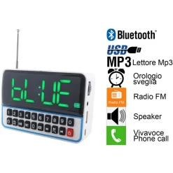 RADIO SVEGLIA CASSA SPEAKER OROLOGIO DIGITALE USB MICRO SD MP3 MULTIMEDIA WS1513
