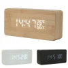 RETTANGOLARE SVEGLIA LEGNO OROLOGIO DISPLAY ALLARME DIGITALE LED TEMPERATURA USB