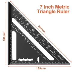 RIGHELLO 7 POLLICI TRIANGOLO 180 MM LEGA ALLUMINIO SQUADRA PER FALEGNAME