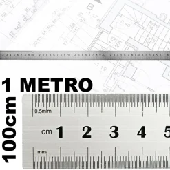 RIGHELLO METRO 1MM A 100CM METALLO ACCIAIO RIGA MULTIFUNZIONE SEGNATURA CM INCH