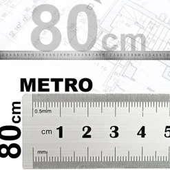 RIGHELLO METRO 1MM A 80CM METALLO ACCIAIO RIGA MULTIFUNZIONE SEGNATURA CM INCH