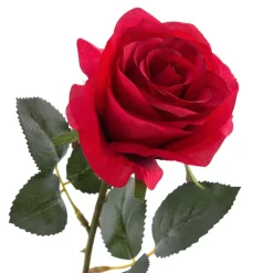 ROSA FINTA ARTIFICIALE CON RAMO DA 50CM ROSE ROSSE BLANCO SANREMO FIBRA TESSUTO