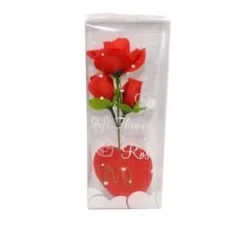 ROSA ROSSA ARTIFICIALE CON CUORE ORSETTO BOX REGALO PER SAN VALENTINO 3 MOD ASS