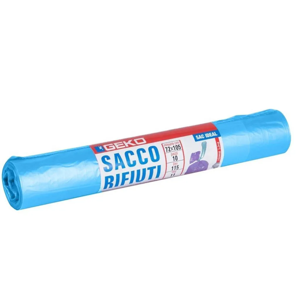 ROTOLI SACCHETTI BUSTE PER SPAZZATURA 115LT 72X105CM CHIUSURA CON LACCETTO BLU