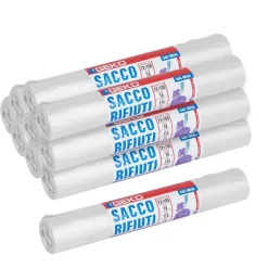 ROTOLI SACCHETTI BUSTE PER SPAZZATURA 115LT 72X105 CHIUSURA CON LACCETTO BIANCO