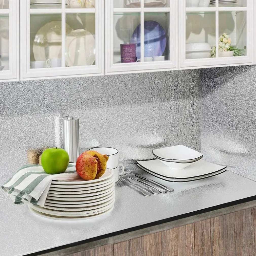 ROTOLO ADESIVO ALLUMINIO 40CMX3MT PER CASSETTI MOBILI ARMADI PARATI CUCINA 70505