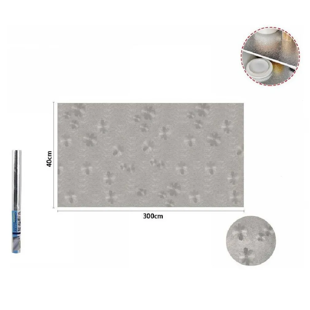 ROTOLO ADESIVO ALLUMINIO 40CMX3MT PER CASSETTI MOBILI ARMADI PARATI CUCINA 70503
