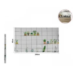 ROTOLO ADESIVO PER MURI EFFETTO PARETE CON PIANTINE CARTA PARATI 60CMX2MT 70864