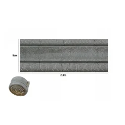 ROTOLO CARTA ADESIVA PER PARATI MOBILI GRECA STAMPA 3D GRIGIO 8CM X 2.3MT 69220