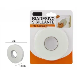 ROTOLO NASTRO BIADESIVO SIGILLANTE BIANCO 1,8 CM X 3 METRI SIGILLA RIPARA 69825