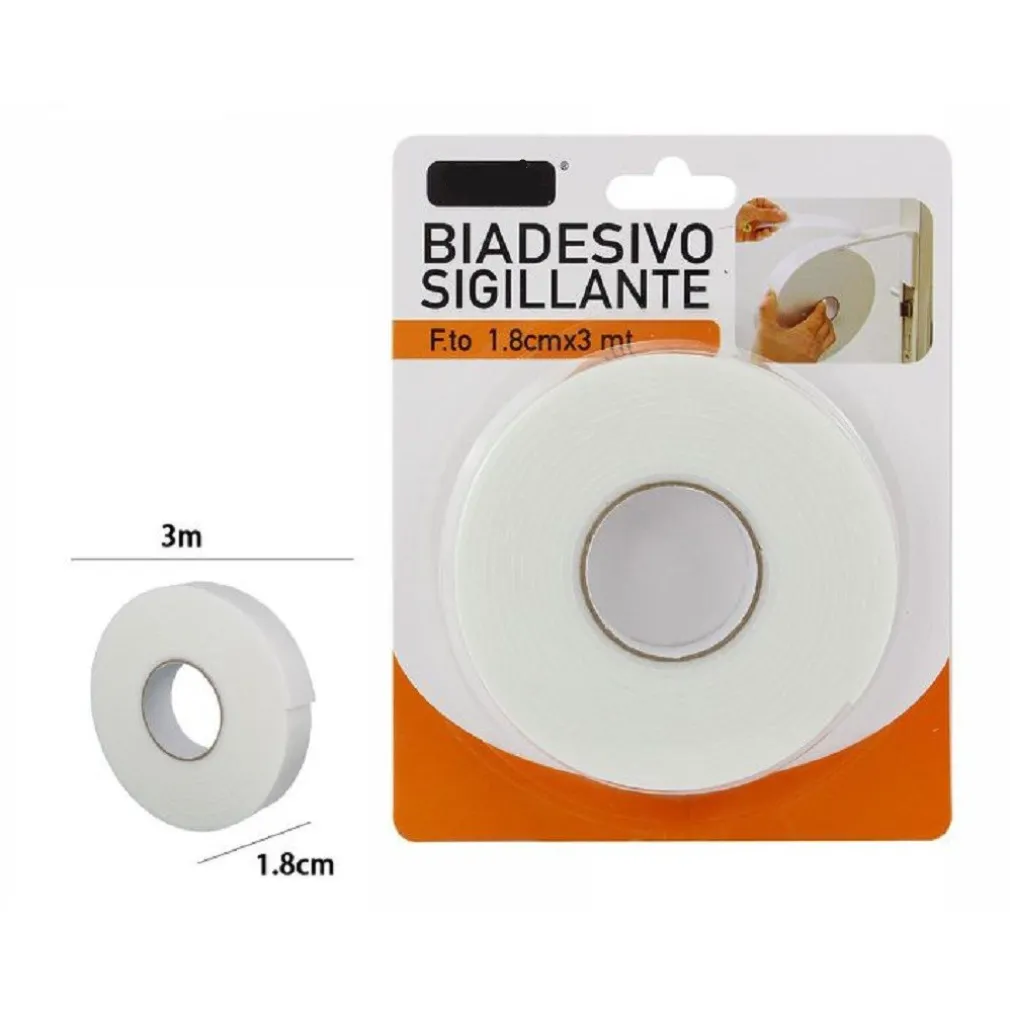 ROTOLO NASTRO BIADESIVO SIGILLANTE BIANCO 1,8 CM X 3 METRI SIGILLA RIPARA 69825