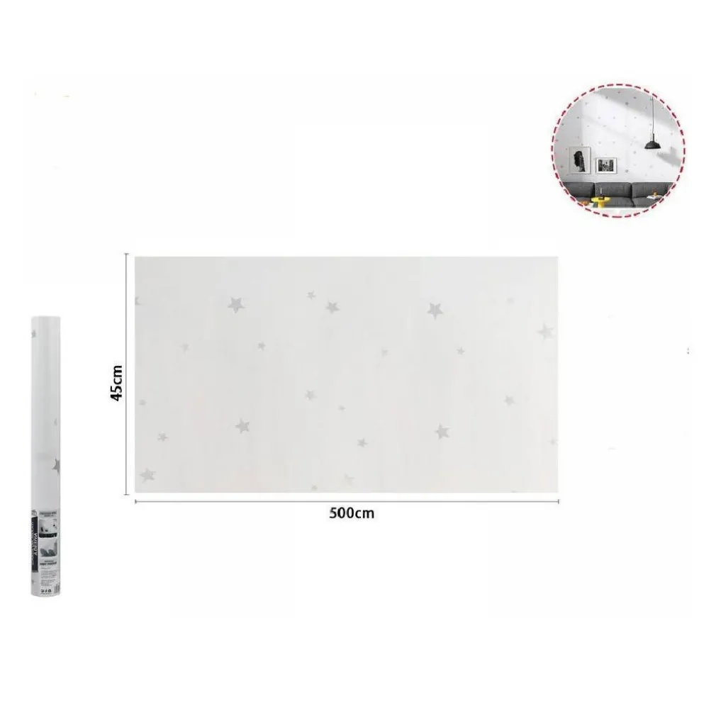 ROTOLO PELLICOLA ADESIVA BIANCA CON STELLE 45CMX5MT MOBILI CARTA DA PARATI 71130