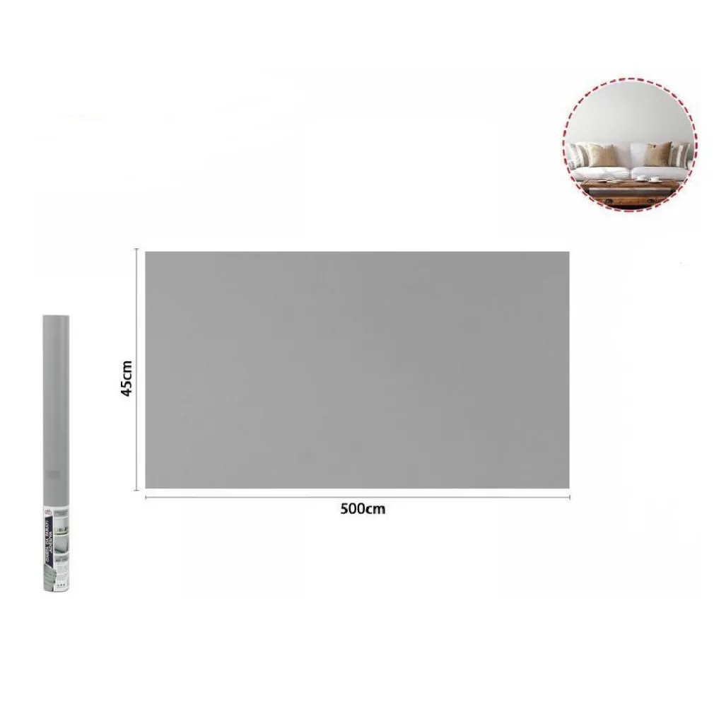 ROTOLO PELLICOLA ADESIVA GRIGIA 45 CM X 5 METRI PER MOBILI CARTA DA PARATI 71117