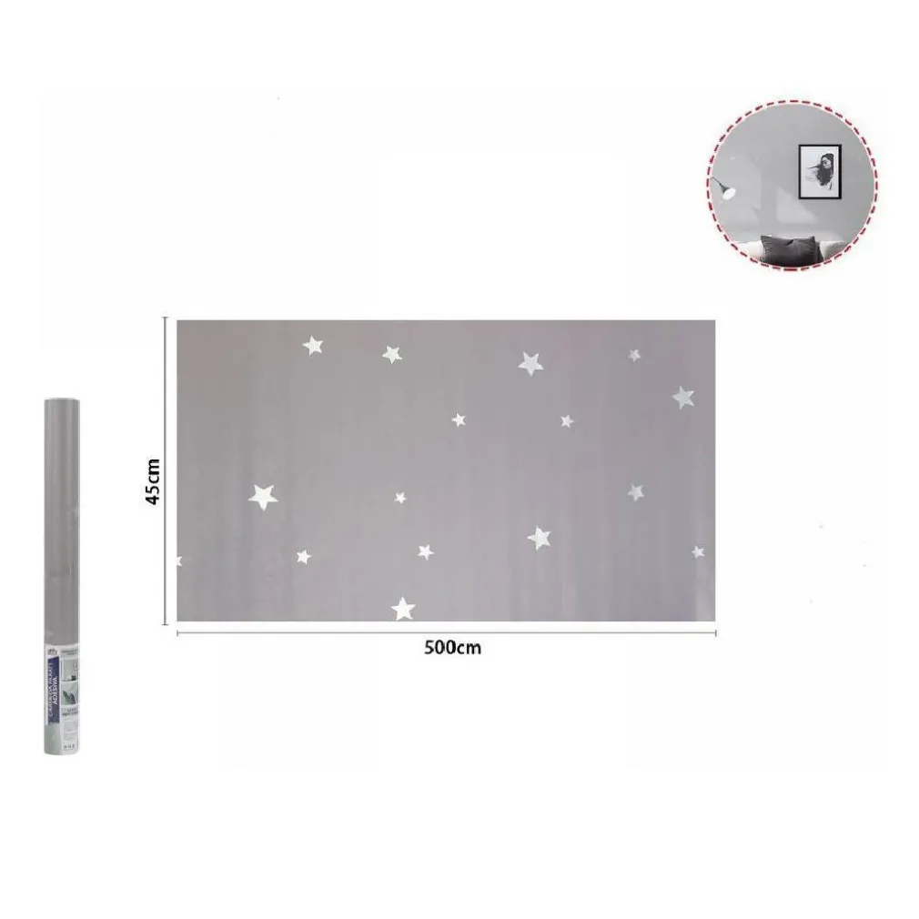 ROTOLO PELLICOLA ADESIVA GRIGIA CON STELLE 45CMX5MT MOBILI CARTA DA PARATI 71131