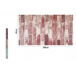 ROTOLO PELLICOLA ADESIVA PVC EFFETTO MATTONE RUSTICO 45CMX2 MT MOBILI CASA 71278