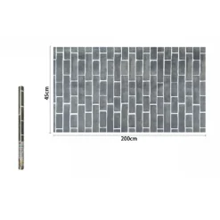 ROTOLO PELLICOLA ADESIVA PVC MATTONI GRIGI 45CM X 2MT MOBILI CASA CASSETTI 71275