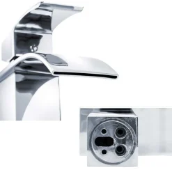 RUBINETTO ALTO DA BAGNO DESIGN MODERNO A CASCATA MISCELATORE MONOCOMANDO CROMATO