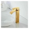 RUBINETTO ALTO DA BAGNO DESIGN MODERNO A CASCATA MISCELATORE MONOCOMANDO DORATO