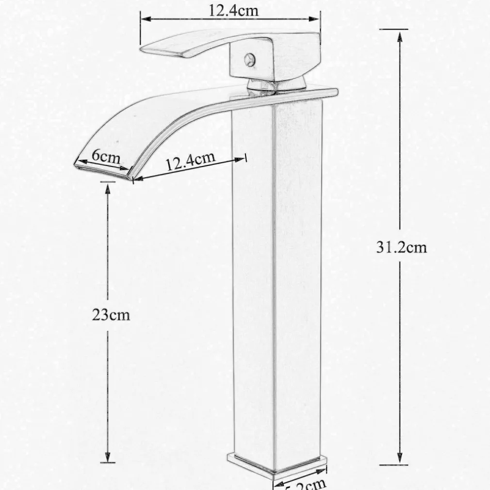 RUBINETTO ALTO DA BAGNO DESIGN MODERNO A CASCATA MISCELATORE MONOCOMANDO DORATO