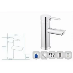 RUBINETTO BAGNO CROMATO LUCIDO MISCELATORE ORIENTABILE LAVABO A CANNA BASSA 87386