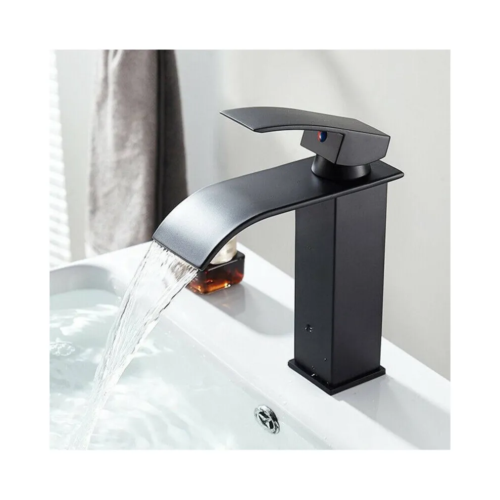 RUBINETTO BAGNO LAVABO MISCELATORE A CASCATA NERO OTTONE MONOCOMANDO MODERNO