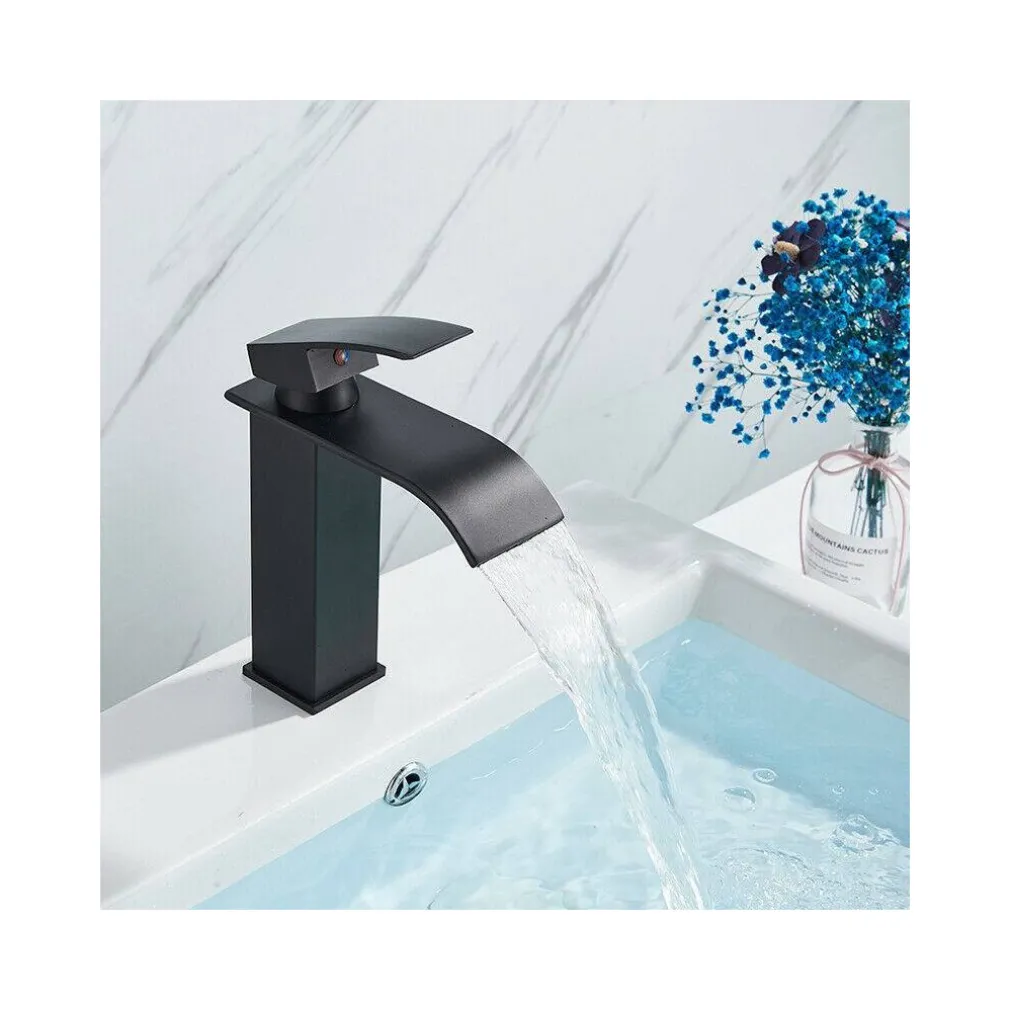 RUBINETTO BAGNO LAVABO MISCELATORE A CASCATA NERO OTTONE MONOCOMANDO MODERNO