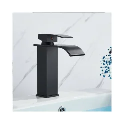 RUBINETTO BAGNO LAVABO MISCELATORE A CASCATA NERO OTTONE MONOCOMANDO MODERNO