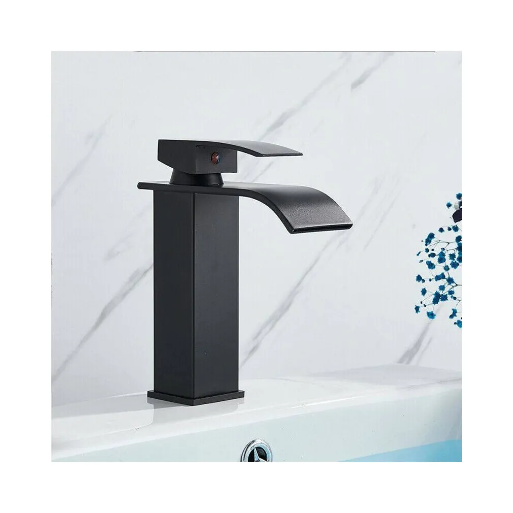RUBINETTO BAGNO LAVABO MISCELATORE A CASCATA NERO OTTONE MONOCOMANDO MODERNO