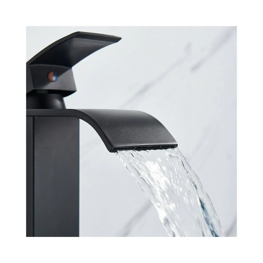 RUBINETTO BAGNO LAVABO MISCELATORE A CASCATA NERO OTTONE MONOCOMANDO MODERNO
