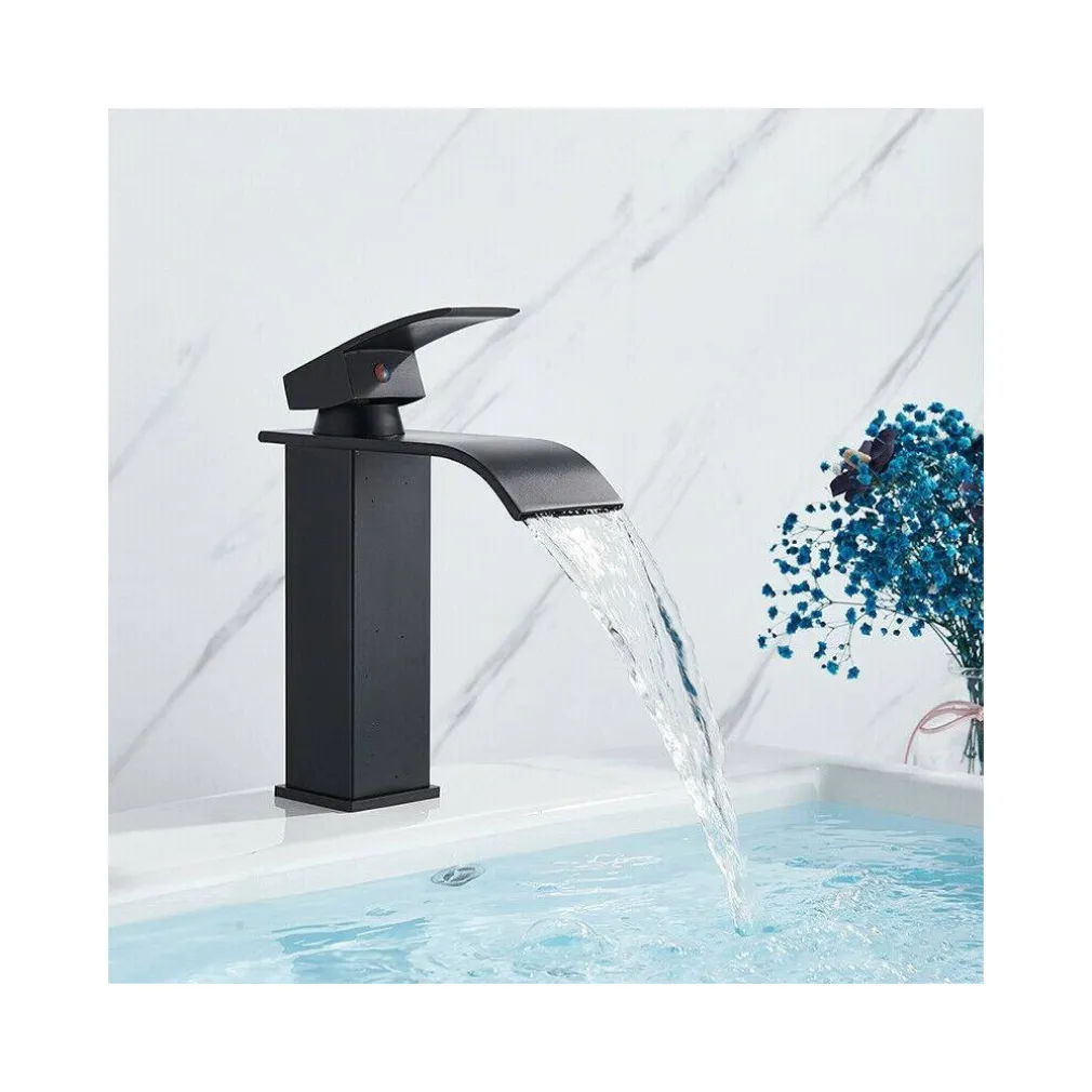 RUBINETTO BAGNO LAVABO MISCELATORE A CASCATA NERO OTTONE MONOCOMANDO MODERNO