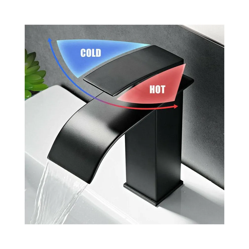 RUBINETTO BAGNO LAVABO MISCELATORE A CASCATA NERO OTTONE MONOCOMANDO MODERNO