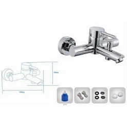 RUBINETTO BAGNO MODERNO CROMATO LUCIDO MISCELATORE ORIENTABILE PER VASCA 87390