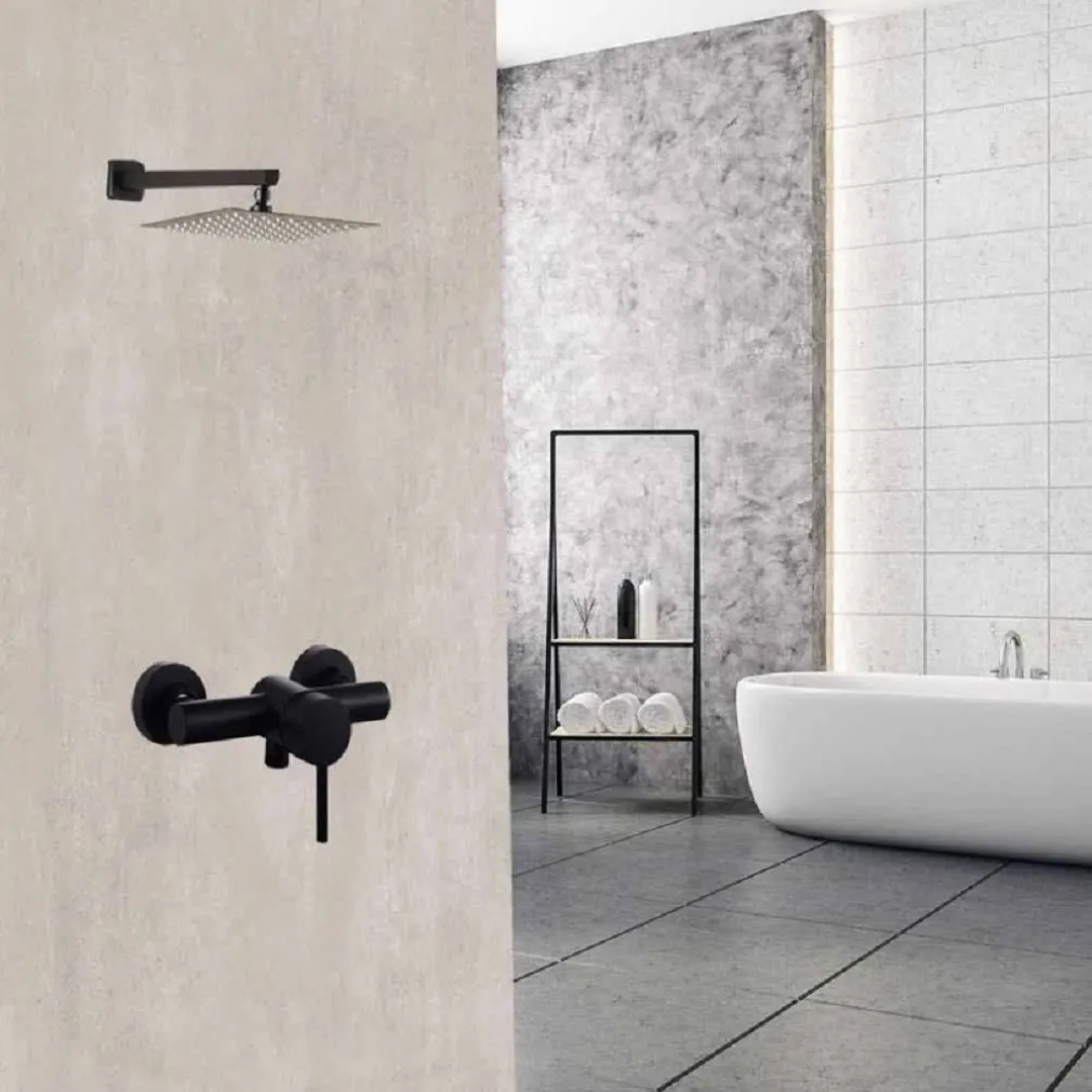 RUBINETTO BAGNO MODERNO NERO OPACO MISCELATORE ORIENTABILE CABINA DOCCIA 87394